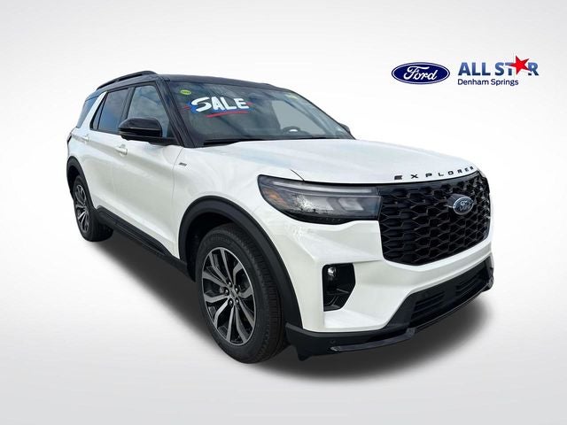 2026 Ford Explorer ST-Line in White Metallic — front three-quarter view